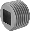 Image of Product. Male. Front orientation. Pipe and Fittings. Low-Pressure Galvanized Iron and Steel Threaded Pipe Fittings, Square-Drive Plugs, Threaded Fitting Connection, Male.