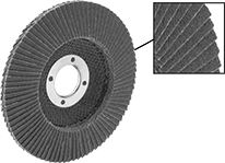 Image of Product. Front orientation. Contains Inset. Sanding Discs. Long-Life Arbor-Mount Flap Sanding Discs for Stainless Steel and Hard Metals.