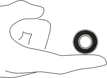Image of Product. Side1 orientation. Contains SizingReference. 440C Stainless Steel Ball Bearing for Food and Beverage, Sealed, Trade No. 6001-2RS, for 12 mm Shaft Diameter.