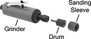 Image of System. Front orientation. Contains Annotated. Sanding Sleeve Drums. Sanding Sleeve Drums for Handheld Power Tools.