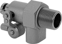 Image of Product. Front orientation. Float Valve Bodies. Float Valve Bodies for Water, 90° Elbow, NPT Male Inlet × Discharge Outlet, Fluted Plunger.