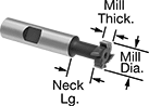 Image of Product. Front orientation. Contains Annotated. Carbide-Tipped T-Slot End Mills.