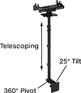 Image of Product. Style D - For I-Beams. Front orientation. Contains Annotated. Monitor Mounts. Ceiling Monitor Mounts, Adjustable Height, Clamp-On Base—For I-Beams, Style D.