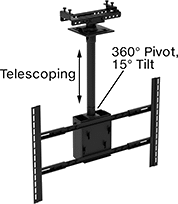 Image of Product. Style E - For I-Beams. Front orientation. Contains Annotated. Monitor Mounts. Ceiling Monitor Mounts, Adjustable Height, Clamp-On Base—For I-Beams, Style E.