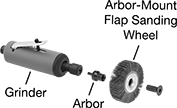 Image of System. Front orientation. Contains Annotated. Flap Wheel Arbors. Arbor-Mount Sanding Flap Wheel Arbors.