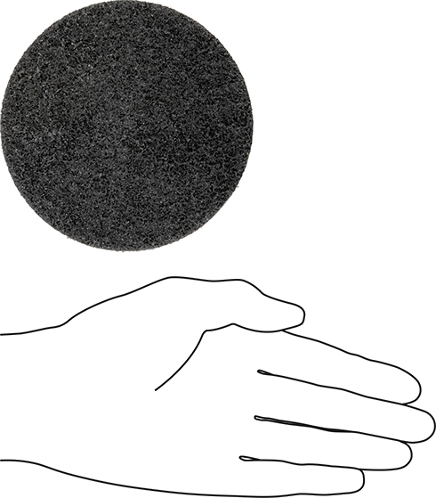 Image of Product. Side1 orientation. Contains SizingReference. Nylon Mesh Cushioned Hook&Loop Sanding Disc, Extra Coarse Grade, 4-1/2" Diameter.