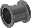 Image of Product. Front orientation. Pipe and Fittings. Easy-Access UV-Resistant Polypropylene Pipe Fittings for Chemicals, Straight Connectors, Worm-Drive Quick Clamp.