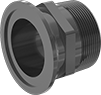 Image of Product. Worm-Drive Quick Clamp × NPT Male. Front orientation. Pipe and Fittings. Easy-Access UV-Resistant Polypropylene Pipe Fittings for Chemicals, Straight Adapters, Male, Worm-Drive-Quick-Clamp Fitting Connection, Threaded Fitting Connection.