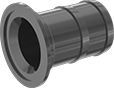 Image of Product. Front orientation. Pipe and Fittings. Easy-Access UV-Resistant Polypropylene Pipe Fittings for Chemicals, Straight Adapters, Worm-Drive Quick Clamp × Clamp-On Barbed Male.