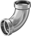 Image of Product. Front orientation. Pipe and Fittings. Low-Pressure Aluminum Socket-Connect Pipe Fittings, 90° Elbow Connectors, Socket Connect.