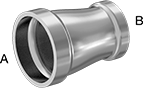 Image of Product. Female × Female. Front orientation. Contains Annotated. Pipe and Fittings. Low-Pressure Aluminum Socket-Connect Pipe Fittings, Straight Reducers, Socket Connect Female × Socket Connect Female.
