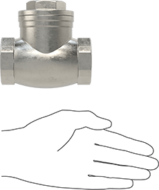 Image of Product. Side1 orientation. Contains SizingReference. High-Flow Threaded Check Valve, 316 Stainless Steel Body, 1-1/4 NPT Female.