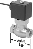 Image of Product. Front orientation. Contains Annotated. Solenoid On/Off Valves. Solenoid On/Off Valves for Coolant and Detergent, Brass Body with Wire Lead Connection—Fluoroelastomer Seal.