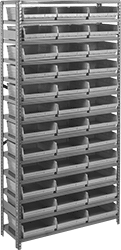 Image of Product. Front orientation. Shelving. Bin-Box Shelving, Total of 36 Bins.