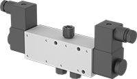 Image of Product. Double Solenoid. Front orientation. Double Solenoid. Electrically Operated Air Directional Control Valves with Flow Control.