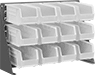 Image of Product. Front orientation. Bin Racks. Tabletop Bin-Box Racks, Stationary, Total of 12 Bins.