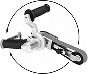 Image of Product. Front orientation. Contains Annotated. Sanders with Contact Wheel. Heavy Duty Air-Powered Narrow-Belt Sanders.