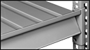 Image of Specification. Front orientation. ZoomedIn view. Contains Border. Powder-Coated Steel Shelving. Extra Heavy Duty Wide and Deep Shelving.