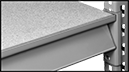 Image of Specification. Front orientation. ZoomedIn view. Contains Border. Composite Wood Shelving. Extra Heavy Duty Wide and Deep Shelving.
