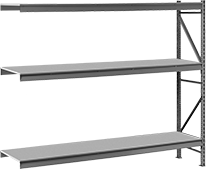 Image of Product. Front orientation. Shelving. Extra Heavy Duty Wide and Deep Shelving, Open Shelving, Add-On Units.