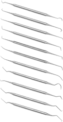 Image of Product. 11 Pieces. Front orientation. Picks. Two-Tip Precision Pick Sets, Straight Handle, 11 Pieces.