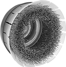 Image of Product. Front orientation. Cup and End Brushes. Long-Lasting Cup Brushes with Guard for Flat Surfaces.