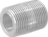 Image of Product. Fully Threaded Male. Front orientation. Pipe and Fittings. Clear-View Thick-Wall Plastic Pipe Nipples and Pipe for Water, Pipe—Fully Threaded, Male, Threaded Fitting Connection.