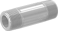 Image of Product. Male Threaded on Both Ends. Front orientation. Pipe and Fittings. Clear-View Thick-Wall Plastic Pipe Nipples and Pipe for Water, Pipe—Threaded on Both Ends, Male, Threaded Fitting Connection.