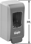 Image of Product. Front orientation. Contains Annotated. Soap Dispensers. Gojo Cartridge Soap Dispensers, Style G.