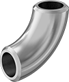 Image of Product. Front orientation. Pipe and Fittings. High-Pressure Aluminum Butt-Weld Pipe Fittings, 90° Elbow Connectors, Butt Weld.