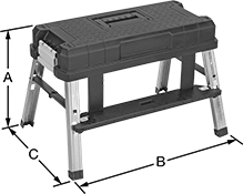 Image of Product. Front orientation. Contains Annotated. Step Stools. Step Stools with Storage.
