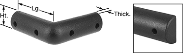 Image of Product. Front orientation. CrossSection, ZoomedIn view. Contains Annotated, Inset. Surface Guards. Surface Guards for Corners, Style 2.