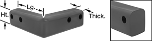 Image of Product. Front orientation. CrossSection, ZoomedIn view. Contains Annotated, Inset. Surface Guards. Surface Guards for Corners, Style 1.