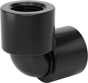Image of Product. Back orientation. UV-Resistant Polypropylene Pipe Fitting for Chemicals, 90 Degree Elbow Connector, 1/2 NPT Female.