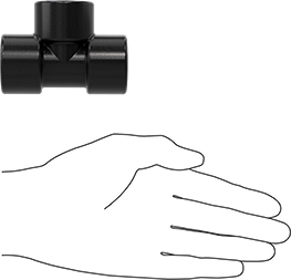 Image of Product. Side1 orientation. Contains SizingReference. UV-Resistant Polypropylene Pipe Fitting for Chemicals, Tee Connector, 3/4 NPT Female.