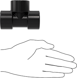 Image of Product. Side1 orientation. Contains SizingReference. UV-Resistant Polypropylene Pipe Fitting for Chemicals, Tee Connector, 1 NPT Female.