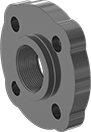 Image of Product. Front. Front orientation. Pipe and Fittings. UV-Resistant Polypropylene Pipe Flanges for Chemicals, Flanges, Flanged Fitting Connection, Threaded Fitting Connection, Female, Flat Surface.