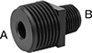 Image of Product. Front orientation. Pipe and Fittings. UV-Resistant Polypropylene Pipe Fittings for Chemicals, Straight Reducers, Male, Threaded Fitting Connection, Square Body.