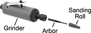 Image of System. Front orientation. Contains Annotated. Sanding Roll Arbors. Spiral-Wound Sanding Roll Arbors.