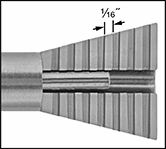 Image of Product. Front orientation. ZoomedIn view. Contains Annotated. Tungsten Electrode Stick-Out Gauges. 1/16" Graduations.