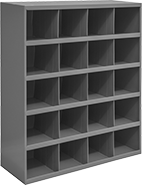 Image of Product. Front orientation. Shelving. Stackable Bin Shelving, Total of 20 Bins.