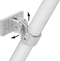 Image of ProductInUse. Front orientation. Contains Annotated. Slip-On Framing and Fittings. Aluminum Slip-On Framing and Fittings, Through-Hole Rail Mounts, Adjustable Angle Offset.