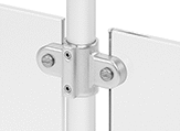 Image of ProductInUse. Front orientation. Slip-On Framing and Fittings. Aluminum Slip-On Framing and Fittings, Panel Hanging Brackets, 2 Mounting Holes.