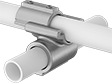 Image of ProductInUse. Easy Install Clamp On Crossover. Front orientation. Slip-On Framing and Fittings. Aluminum Slip-On Framing and Fittings, Through-Hole Connectors, Easy Install Crossover, Clamp-On Slip-On Fitting.