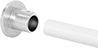 Image of ProductInUse. Front orientation. Exploded view. Safety Railing Connectors. Round Flange.