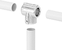 Image of ProductInUse. Front orientation. Exploded view. Safety Railing Connectors. Tees.
