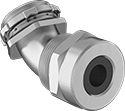 Image of Product. Front orientation. Cord Grips. Liquid-Tight Aluminum Cord Grips, 45° Elbow.