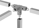 Image of ProductInUse. Front orientation. Exploded view. Quick Release. Four-Way Tee.