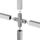 Image of ProductInUse. Front orientation. Exploded view. Quick Release. Cross.