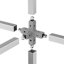 Image of ProductInUse. Front orientation. Exploded view. Quick Release. Five-Way Cross.